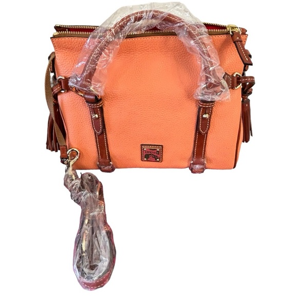 Dooney & Bourke Pebble Grain small Satchel purse Apricot pale pink RARE NWT - Picture 5 of 16
